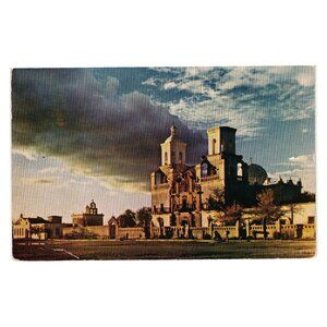 San Xavier Mission Postcard Vintage 6 Cent Stamp Written Mailed Arizona Landmark